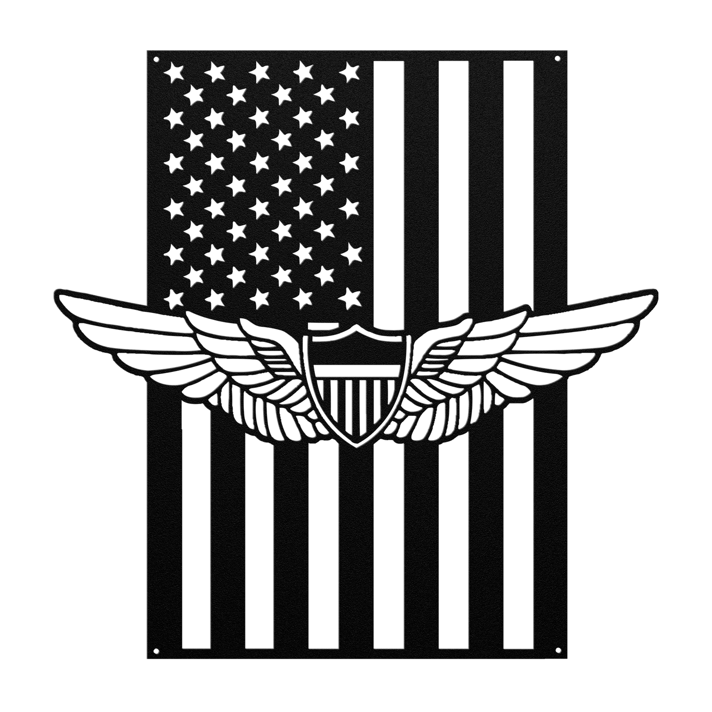 Aviation Wings Badge | American Flag Wall Art Tribute - MAIKERU STUDIO