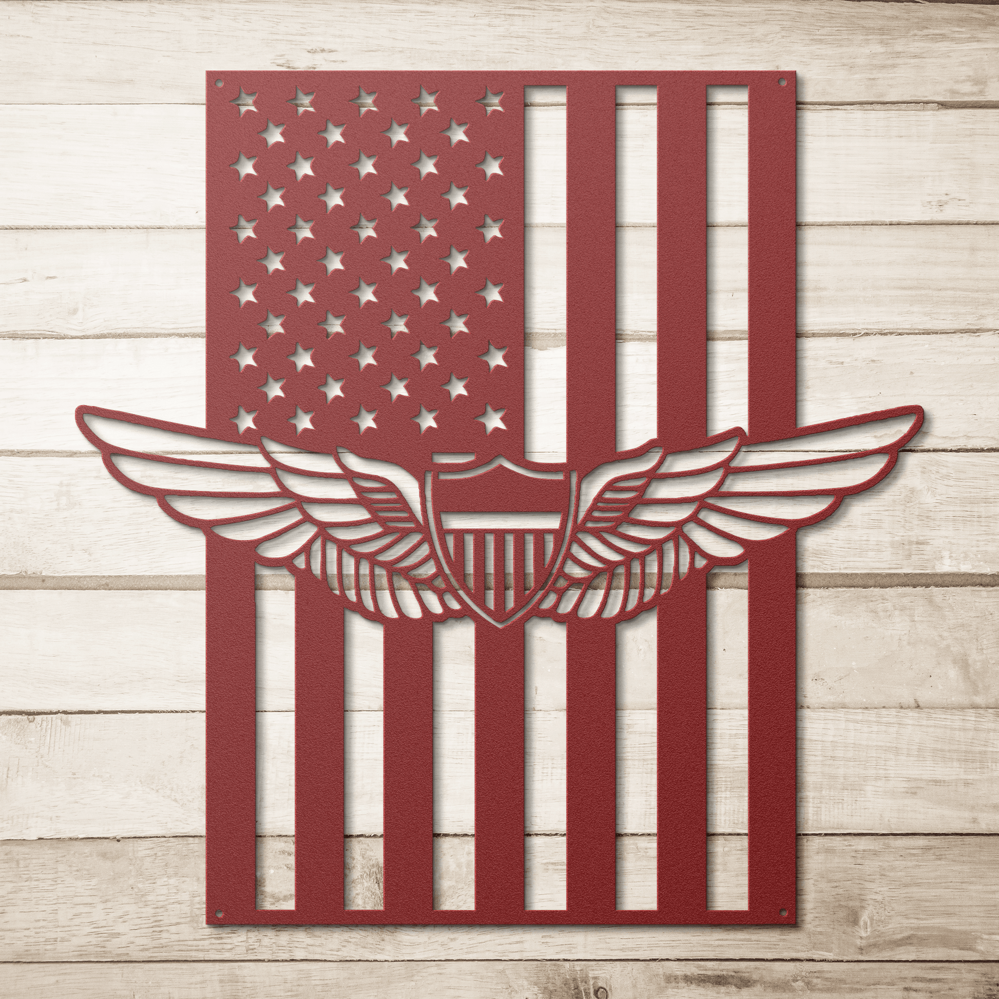 Aviation Wings Badge | American Flag Wall Art Tribute - MAIKERU STUDIO