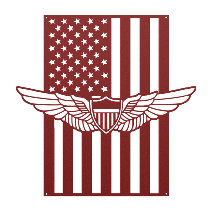 Aviation Wings Badge | American Flag Wall Art Tribute - MAIKERU STUDIO