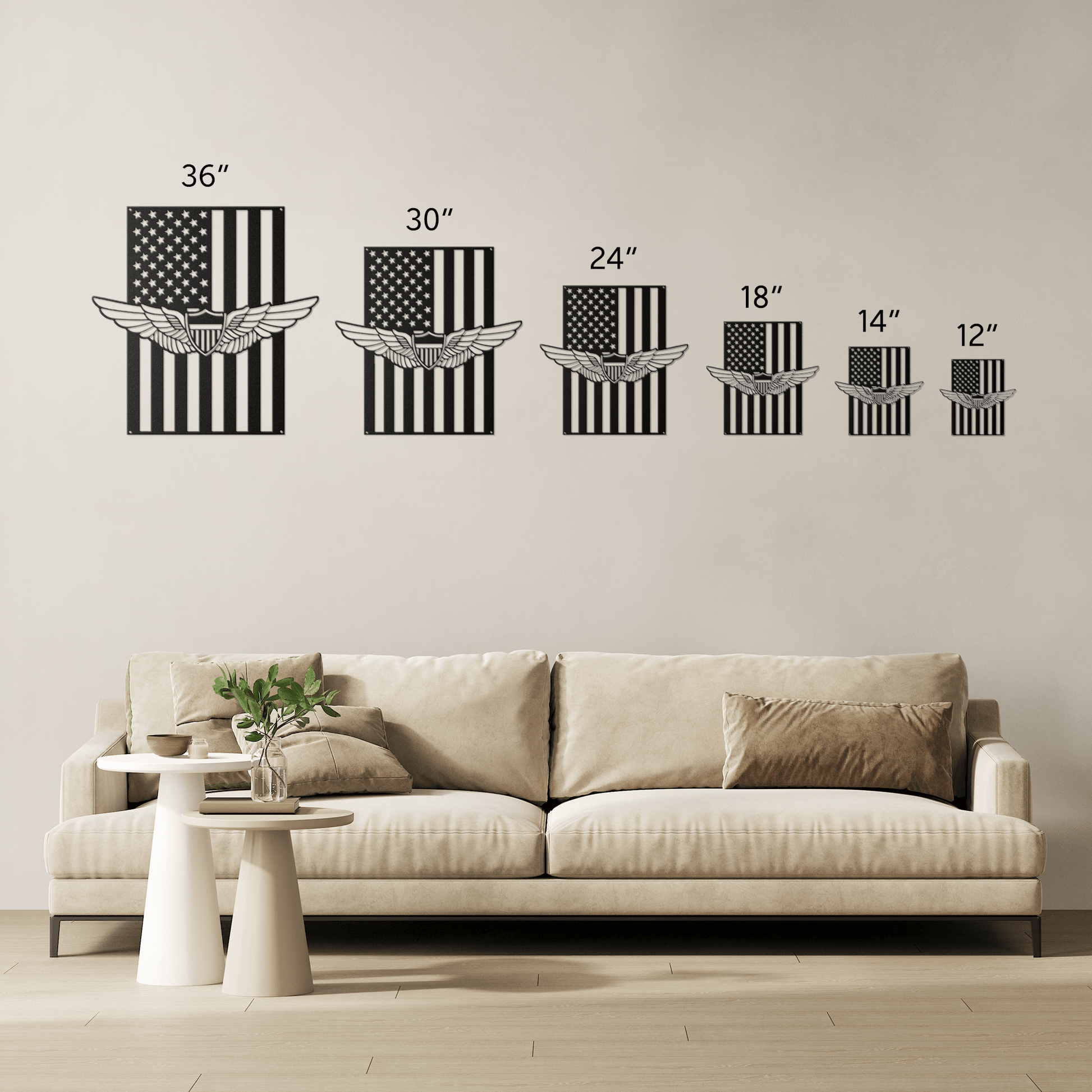 Aviation Wings Badge | American Flag Wall Art Tribute - MAIKERU STUDIO