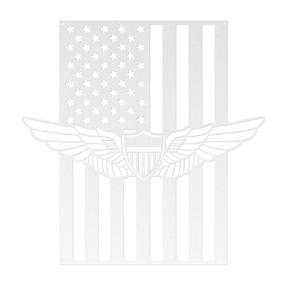 Aviation Wings Badge | American Flag Wall Art Tribute - MAIKERU STUDIO
