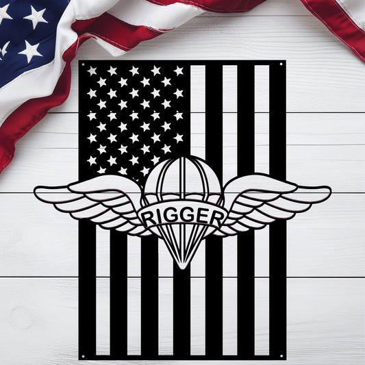 U.S. Army Parachute Rigger Wings | American Flag Tribute - MAIKERU STUDIO