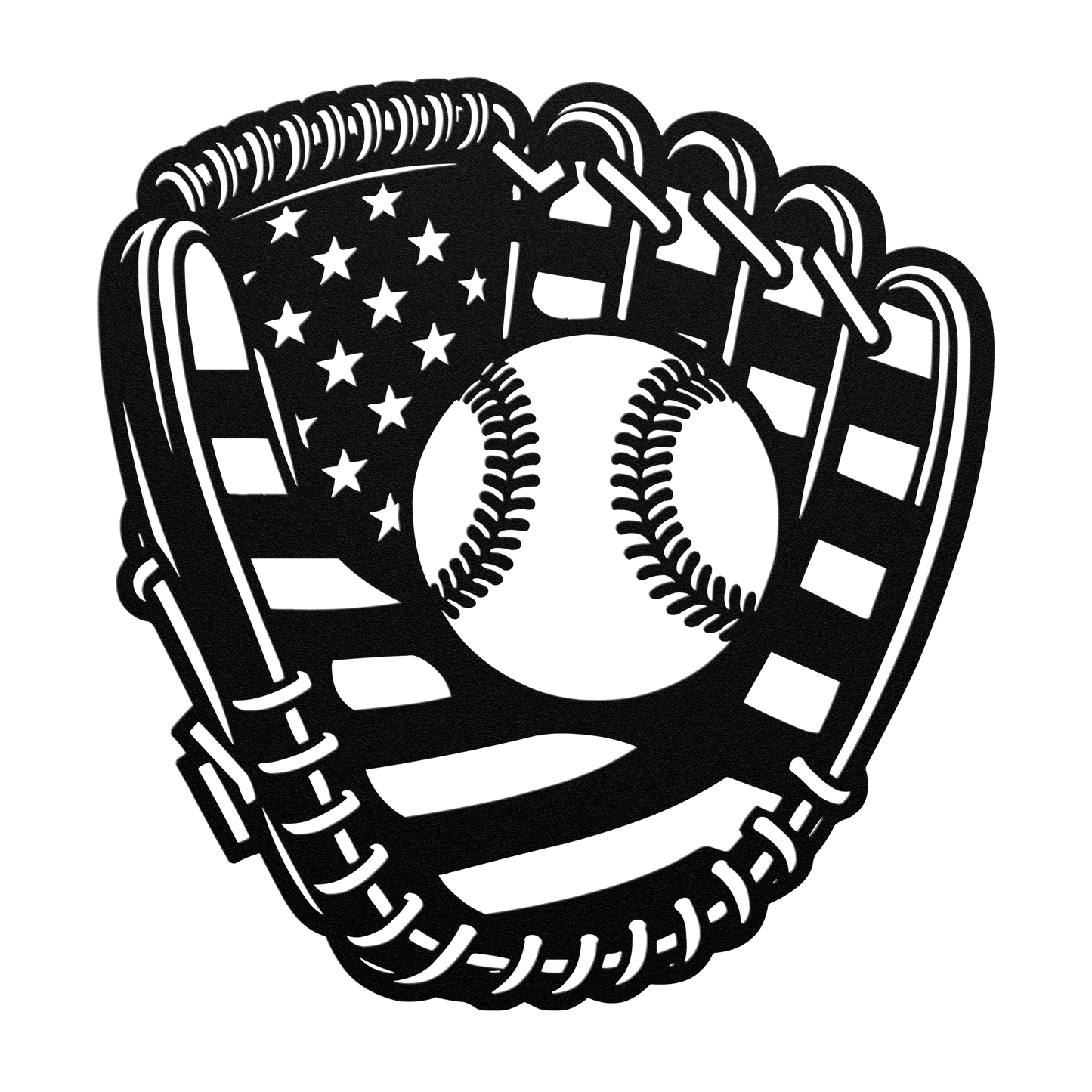 Baseball Glove "Mitt" With The American Flag Metal Wall Art - MAIKERU STUDIO