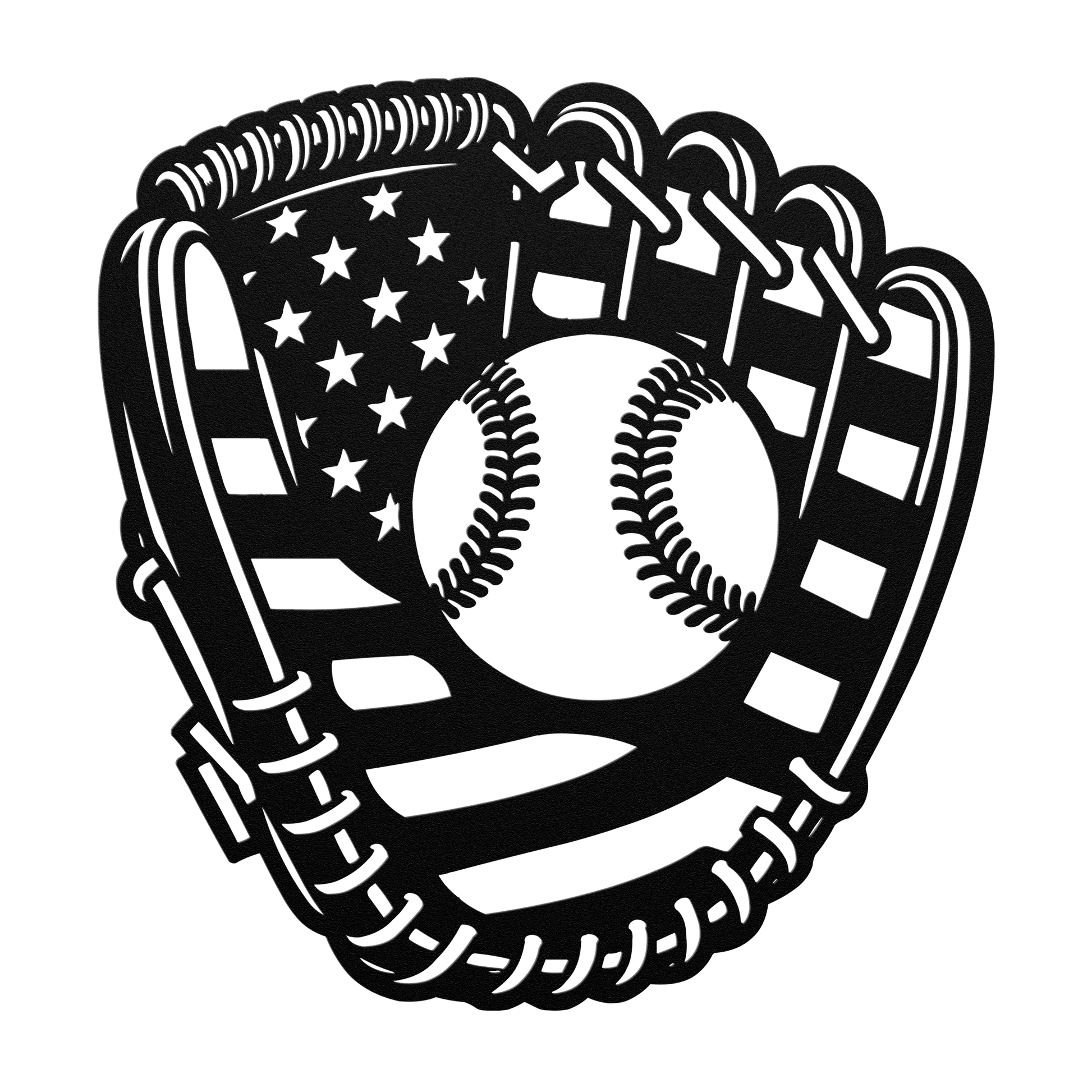 Baseball Glove "Mitt" With The American Flag Metal Wall Art - MAIKERU STUDIO