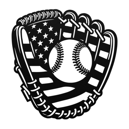 Baseball Glove "Mitt" With The American Flag Metal Wall Art - MAIKERU STUDIO