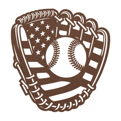 Baseball Glove "Mitt" With The American Flag Metal Wall Art - MAIKERU STUDIO