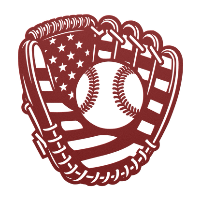 Baseball Glove "Mitt" With The American Flag Metal Wall Art - MAIKERU STUDIO
