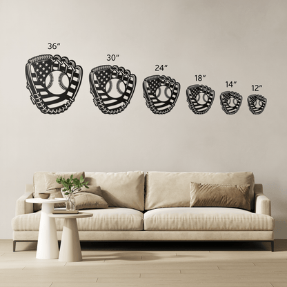 Baseball Glove "Mitt" With The American Flag Metal Wall Art - MAIKERU STUDIO