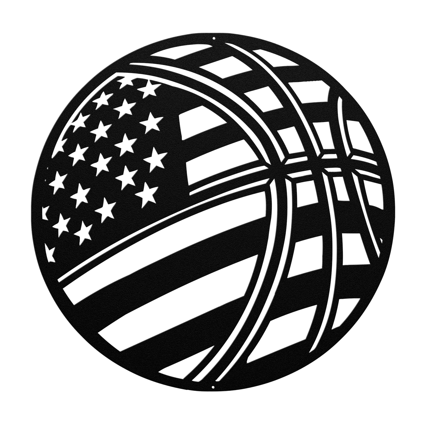 Basketball With The American Flag Metal Wall Art - MAIKERU STUDIO