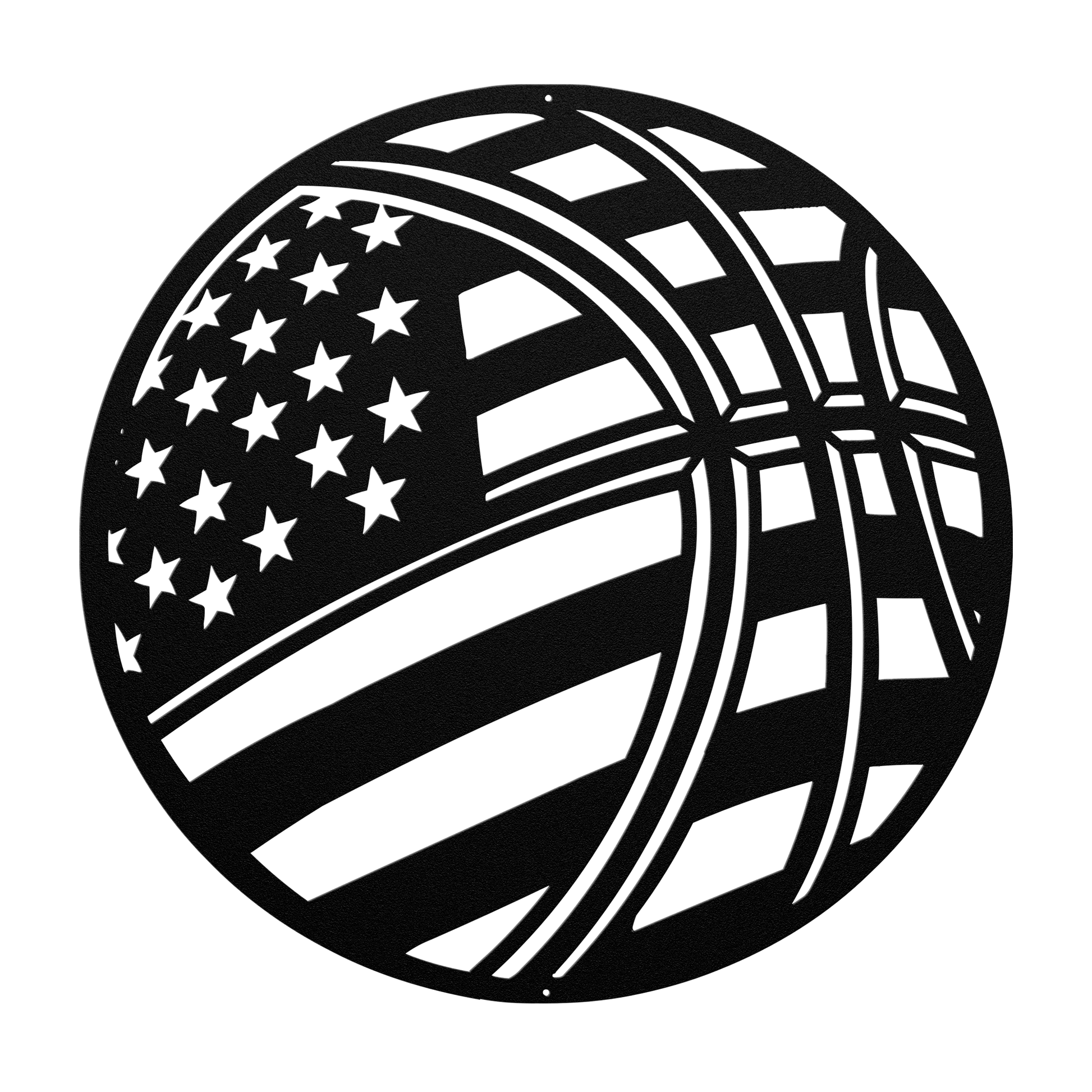 Basketball With The American Flag Metal Wall Art - MAIKERU STUDIO