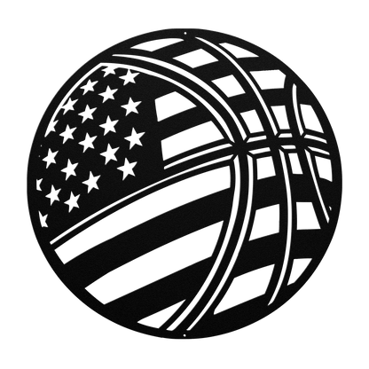 Basketball With The American Flag Metal Wall Art - MAIKERU STUDIO