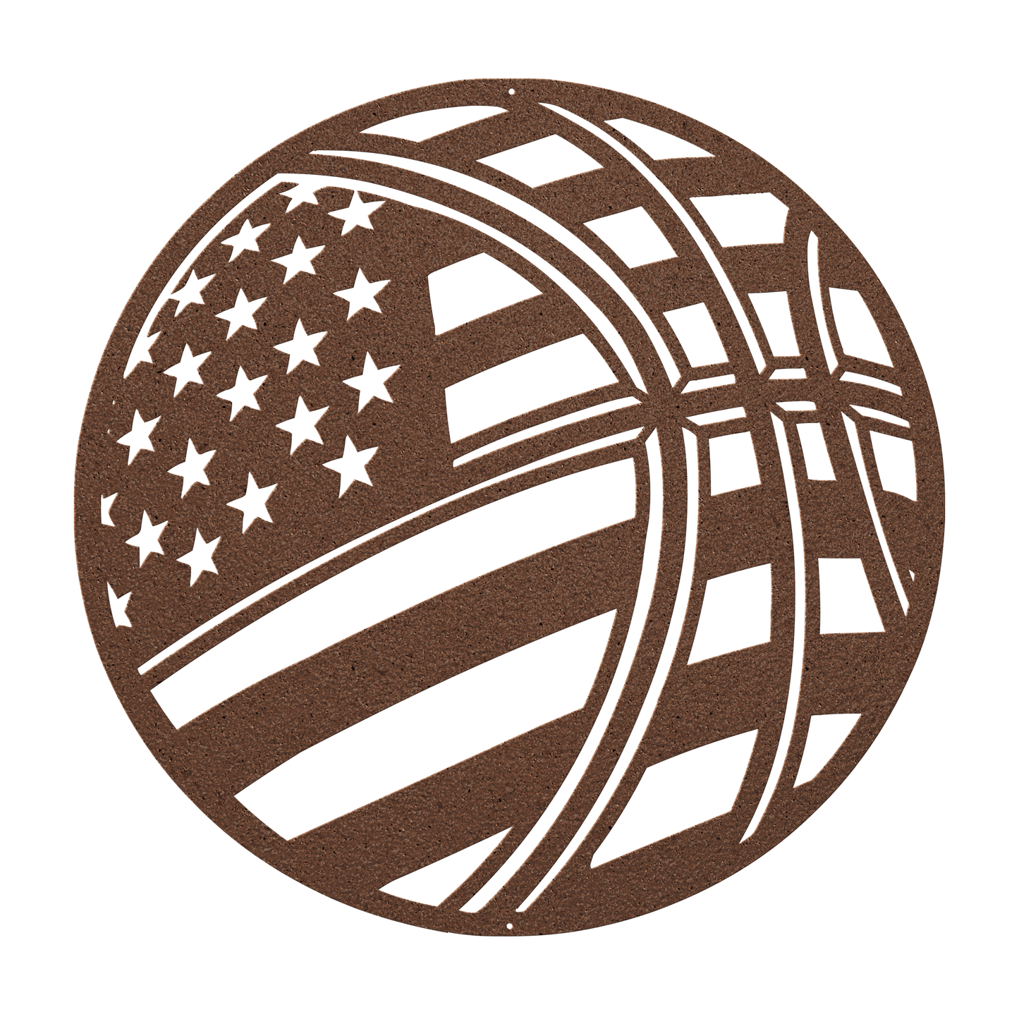Basketball With The American Flag Metal Wall Art - MAIKERU STUDIO
