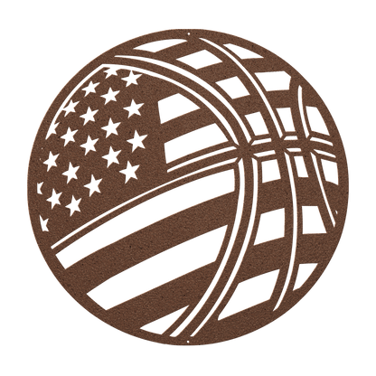 Basketball With The American Flag Metal Wall Art - MAIKERU STUDIO