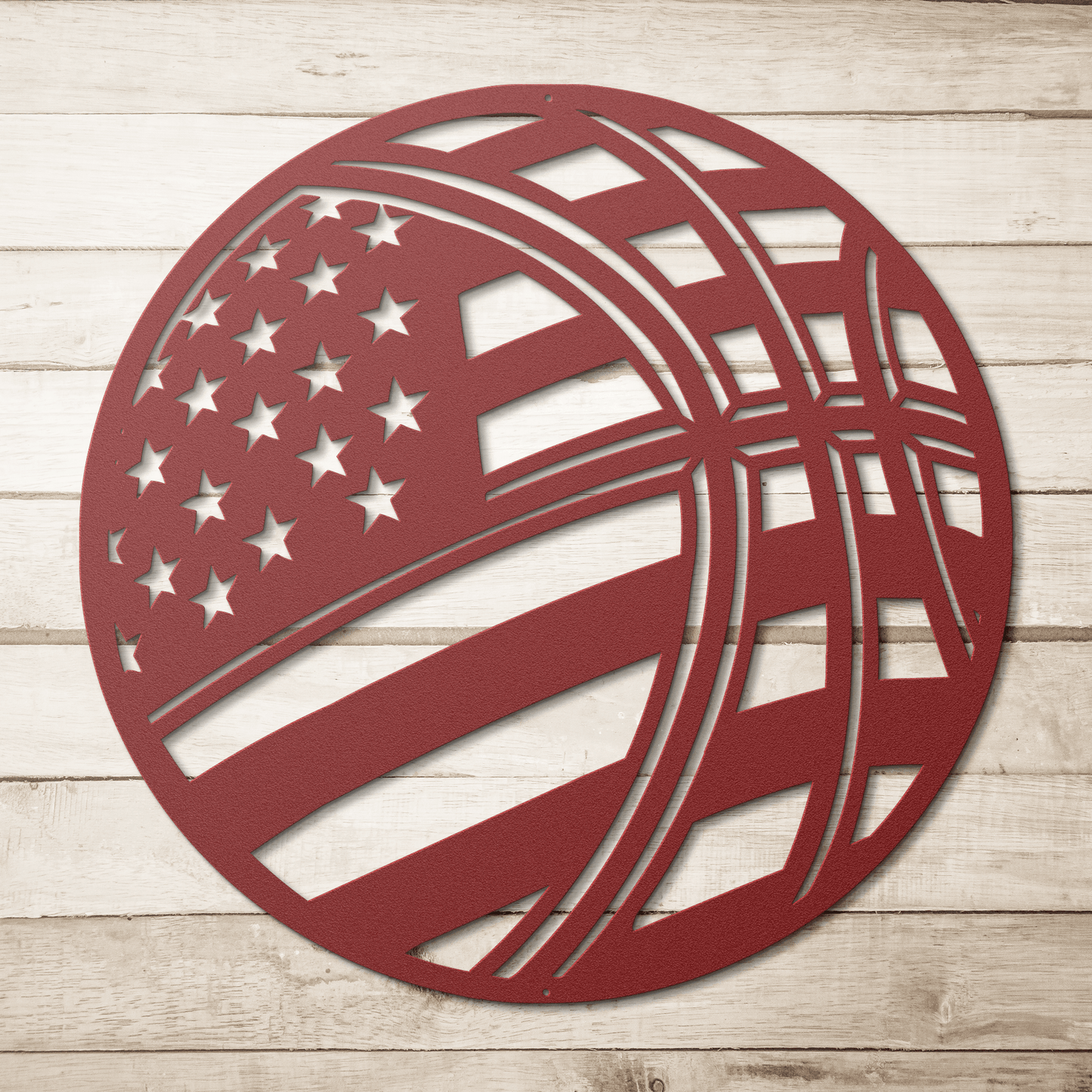 Basketball With The American Flag Metal Wall Art - MAIKERU STUDIO
