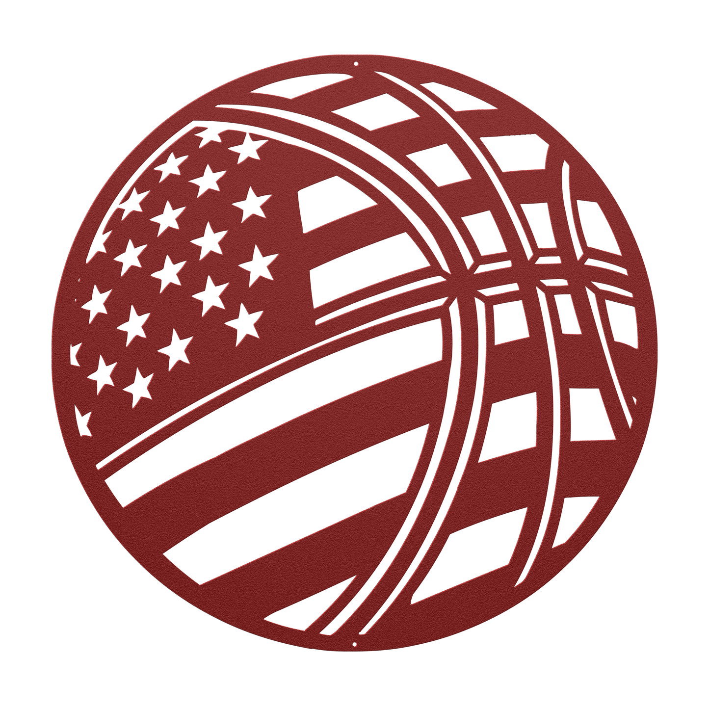 Basketball With The American Flag Metal Wall Art - MAIKERU STUDIO