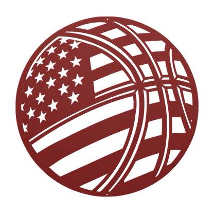 Basketball With The American Flag Metal Wall Art - MAIKERU STUDIO
