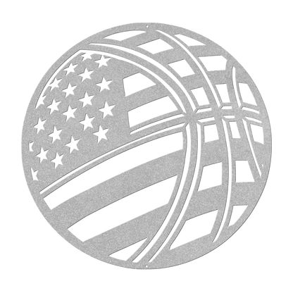 Basketball With The American Flag Metal Wall Art - MAIKERU STUDIO
