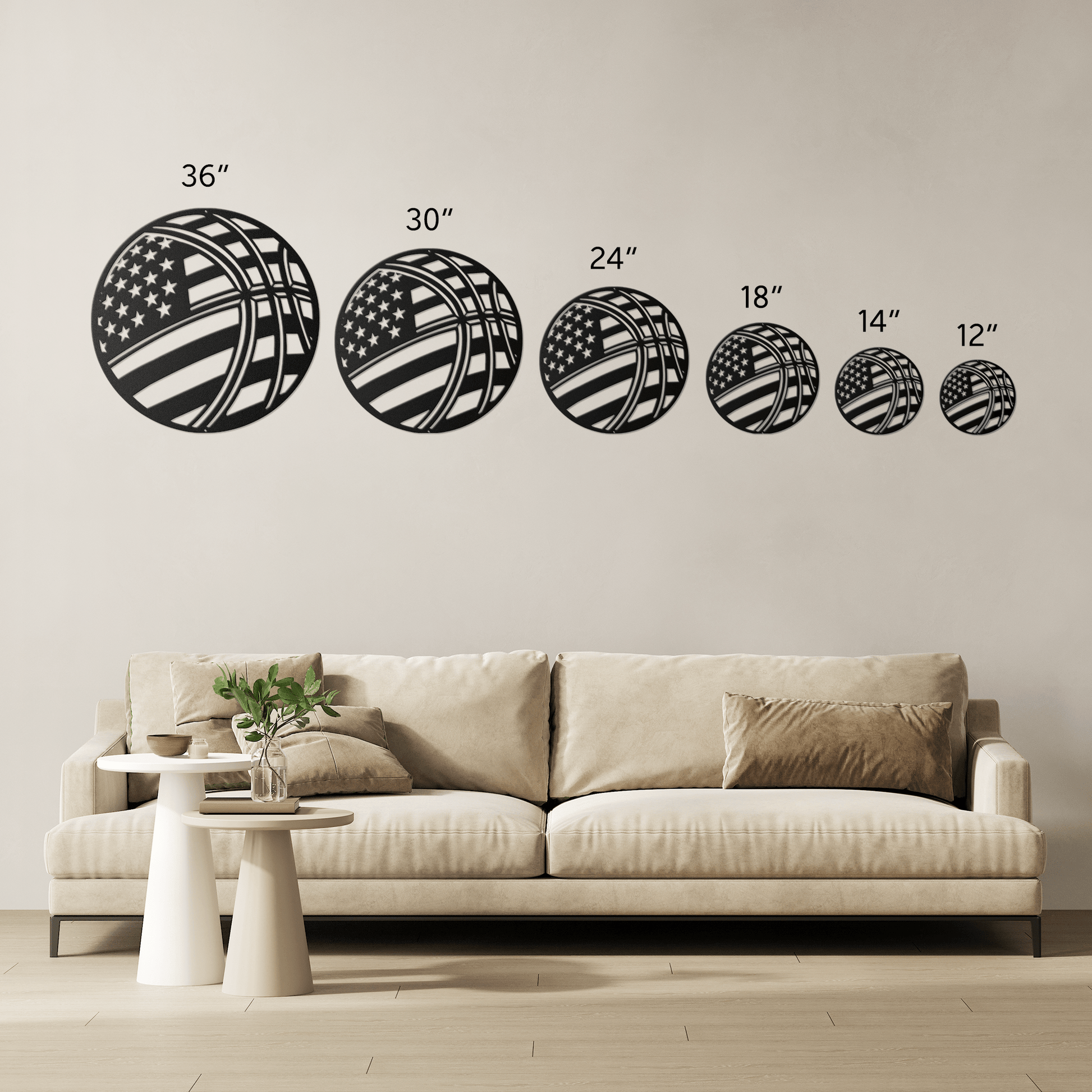 Basketball With The American Flag Metal Wall Art - MAIKERU STUDIO