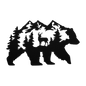 Bear With Deer Mountain Scene Metal Wall Art - MAIKERU STUDIO