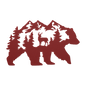 Bear With Deer Mountain Scene Metal Wall Art - MAIKERU STUDIO