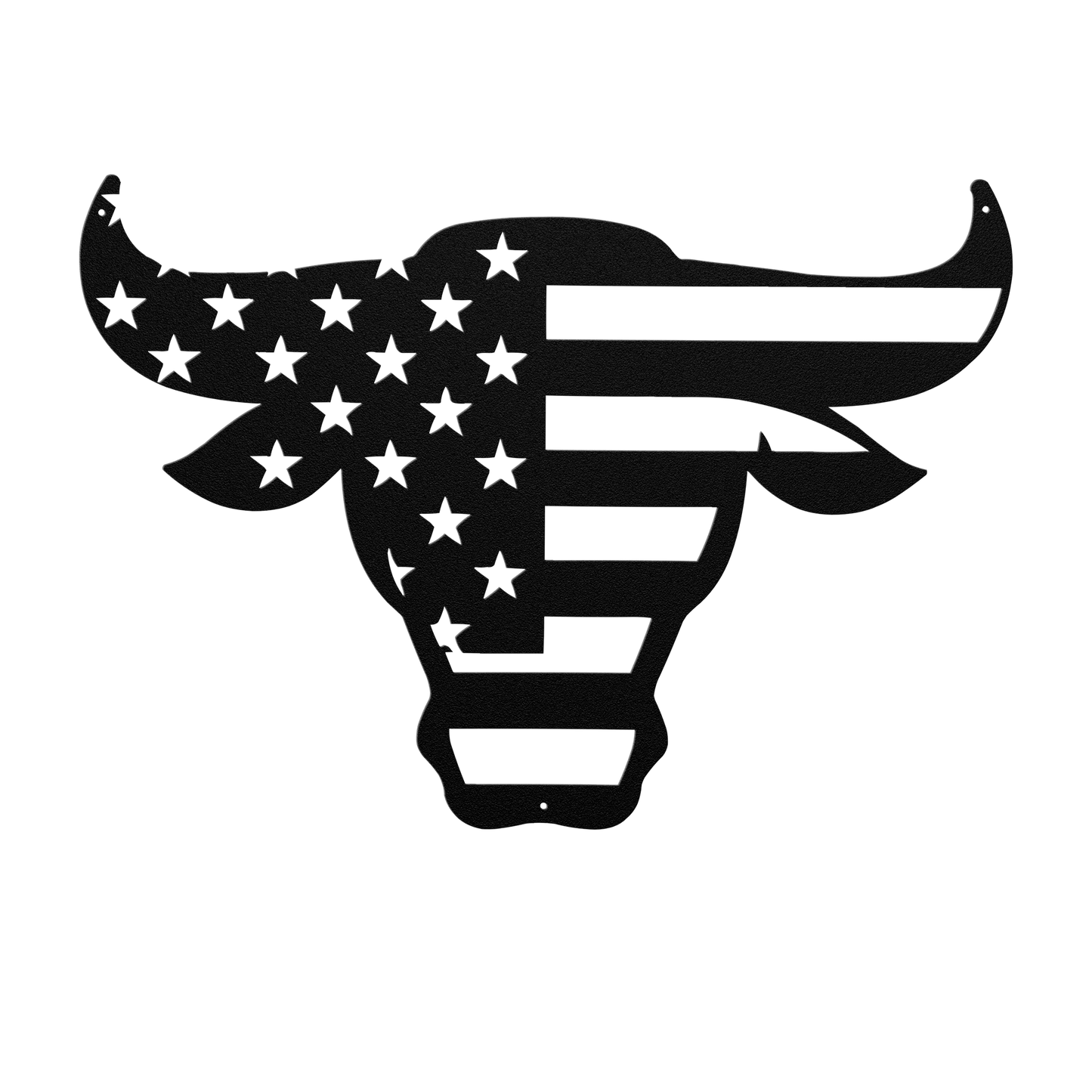 Bulls Head With American Flag Metal Wall Art - MAIKERU STUDIO