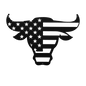 Bulls Head With American Flag Metal Wall Art - MAIKERU STUDIO