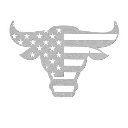 Bulls Head With American Flag Metal Wall Art - MAIKERU STUDIO
