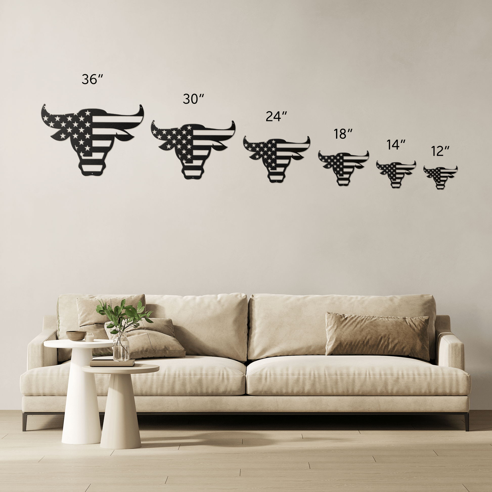 Bulls Head With American Flag Metal Wall Art - MAIKERU STUDIO