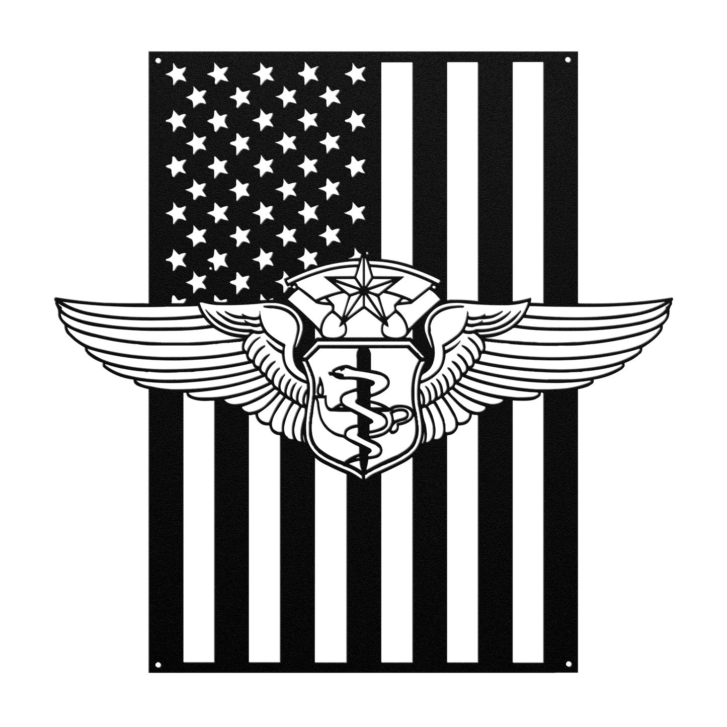 Chief Flight Nurse Wings | American Flag Tribute - MAIKERU STUDIO