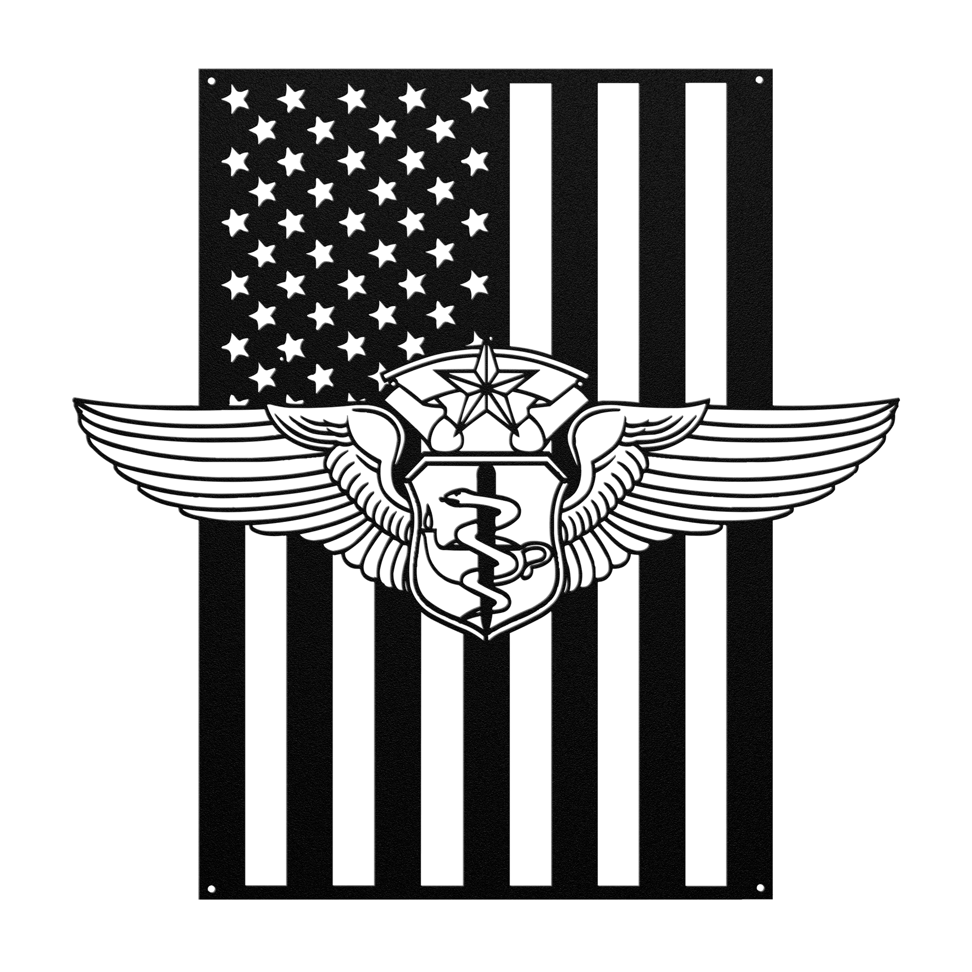 Chief Flight Nurse Wings | American Flag Tribute - MAIKERU STUDIO