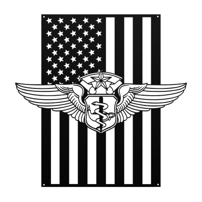 Chief Flight Nurse Wings | American Flag Tribute - MAIKERU STUDIO