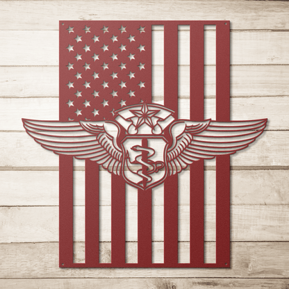 Chief Flight Nurse Wings | American Flag Tribute - MAIKERU STUDIO
