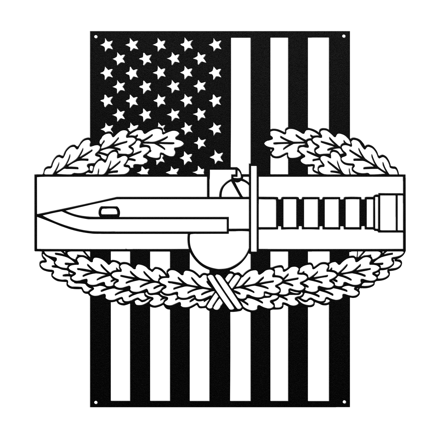 Combat Action Badge | American Flag Military Wall Art Tribute - MAIKERU STUDIO