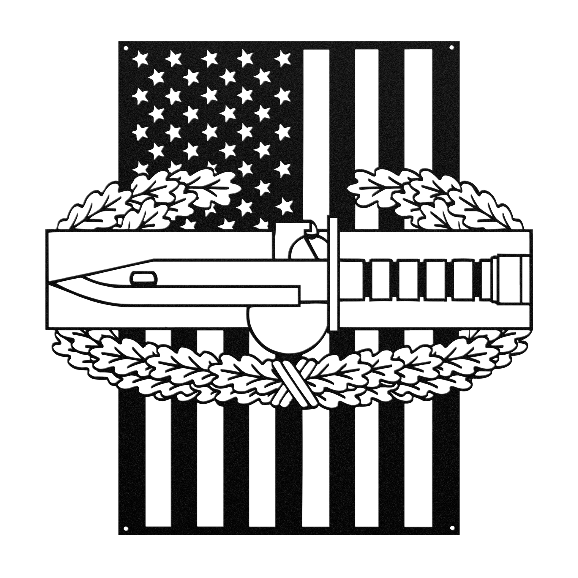 Combat Action Badge | American Flag Military Wall Art Tribute - MAIKERU STUDIO