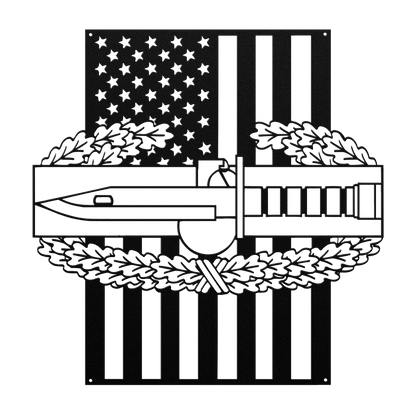 Combat Action Badge | American Flag Military Wall Art Tribute - MAIKERU STUDIO