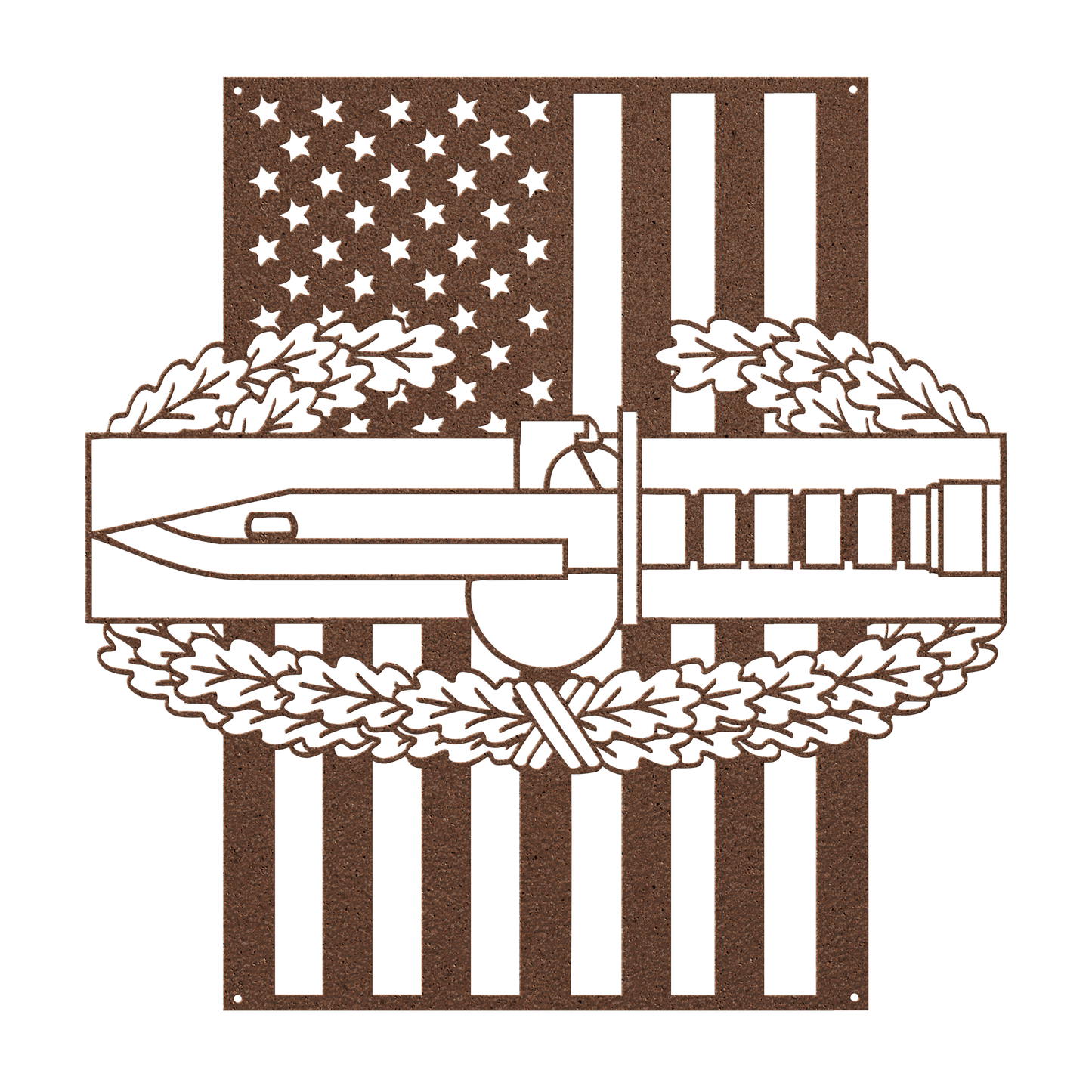 Combat Action Badge | American Flag Military Wall Art Tribute - MAIKERU STUDIO
