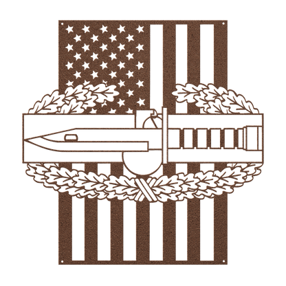 Combat Action Badge | American Flag Military Wall Art Tribute - MAIKERU STUDIO