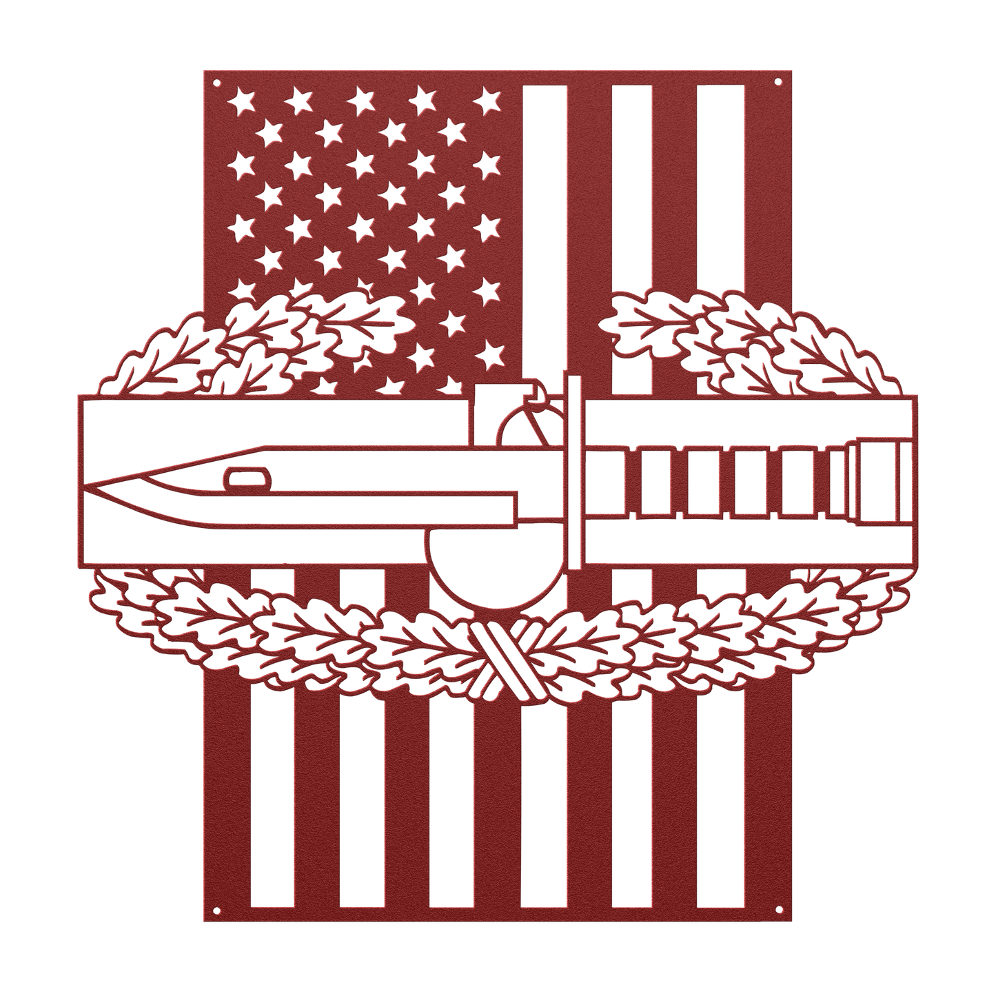 Combat Action Badge | American Flag Military Wall Art Tribute - MAIKERU STUDIO