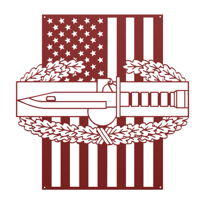 Combat Action Badge | American Flag Military Wall Art Tribute - MAIKERU STUDIO