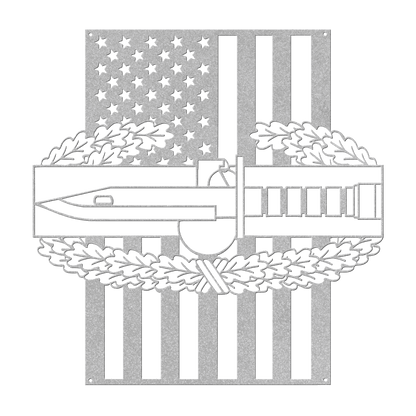Combat Action Badge | American Flag Military Wall Art Tribute - MAIKERU STUDIO