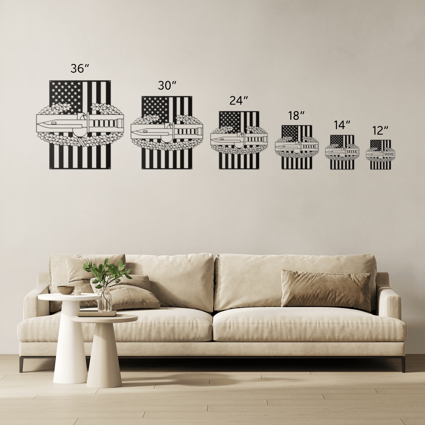 Combat Action Badge | American Flag Military Wall Art Tribute - MAIKERU STUDIO