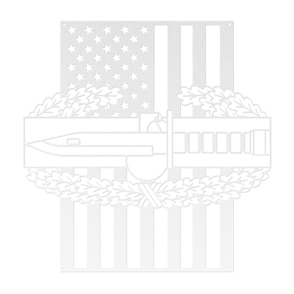 Combat Action Badge | American Flag Military Wall Art Tribute - MAIKERU STUDIO