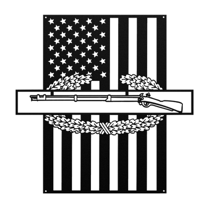 Combat Infantryman Badge Metal Wall Art | American Flag - MAIKERU STUDIO