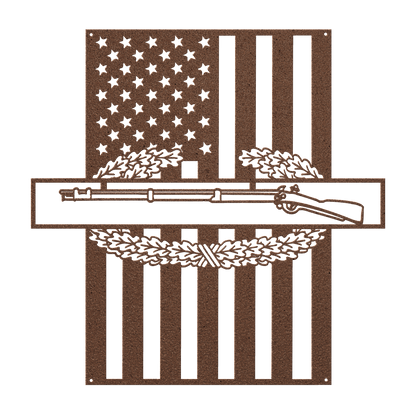 Combat Infantryman Badge Metal Wall Art | American Flag - MAIKERU STUDIO