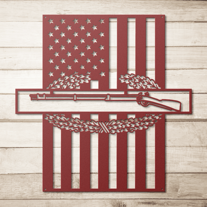 Combat Infantryman Badge Metal Wall Art | American Flag - MAIKERU STUDIO
