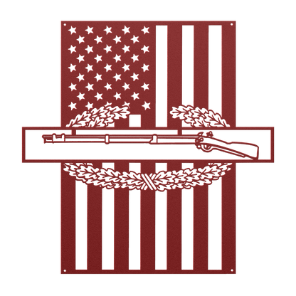 Combat Infantryman Badge Metal Wall Art | American Flag - MAIKERU STUDIO