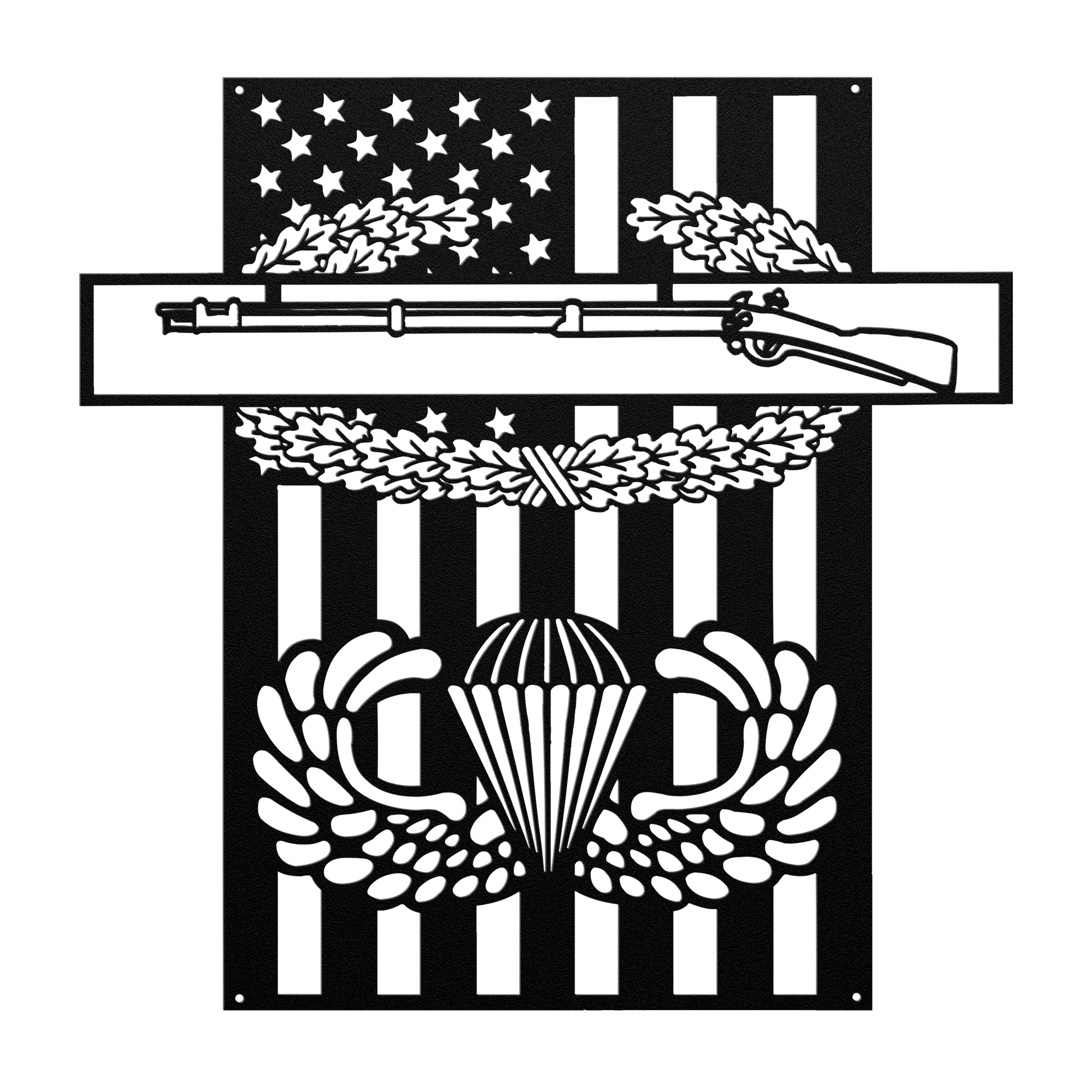 Combat Infantryman Badge & Jump Wings Metal Wall Art | American Flag Tribute - MAIKERU STUDIO