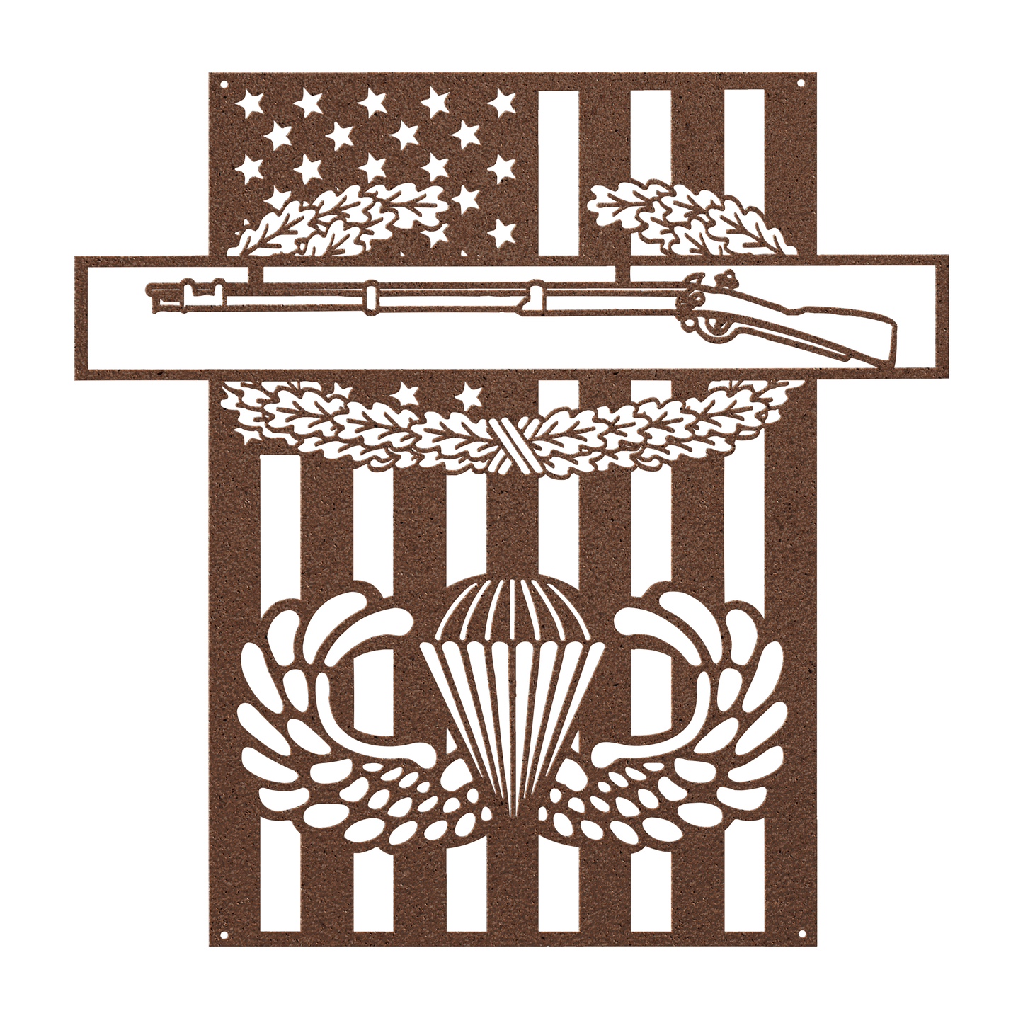 Combat Infantryman Badge & Jump Wings Metal Wall Art | American Flag Tribute - MAIKERU STUDIO