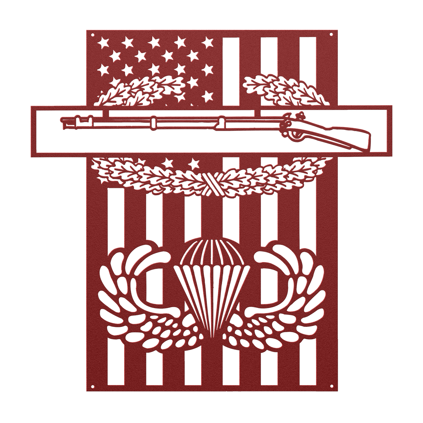Combat Infantryman Badge & Jump Wings Metal Wall Art | American Flag Tribute - MAIKERU STUDIO