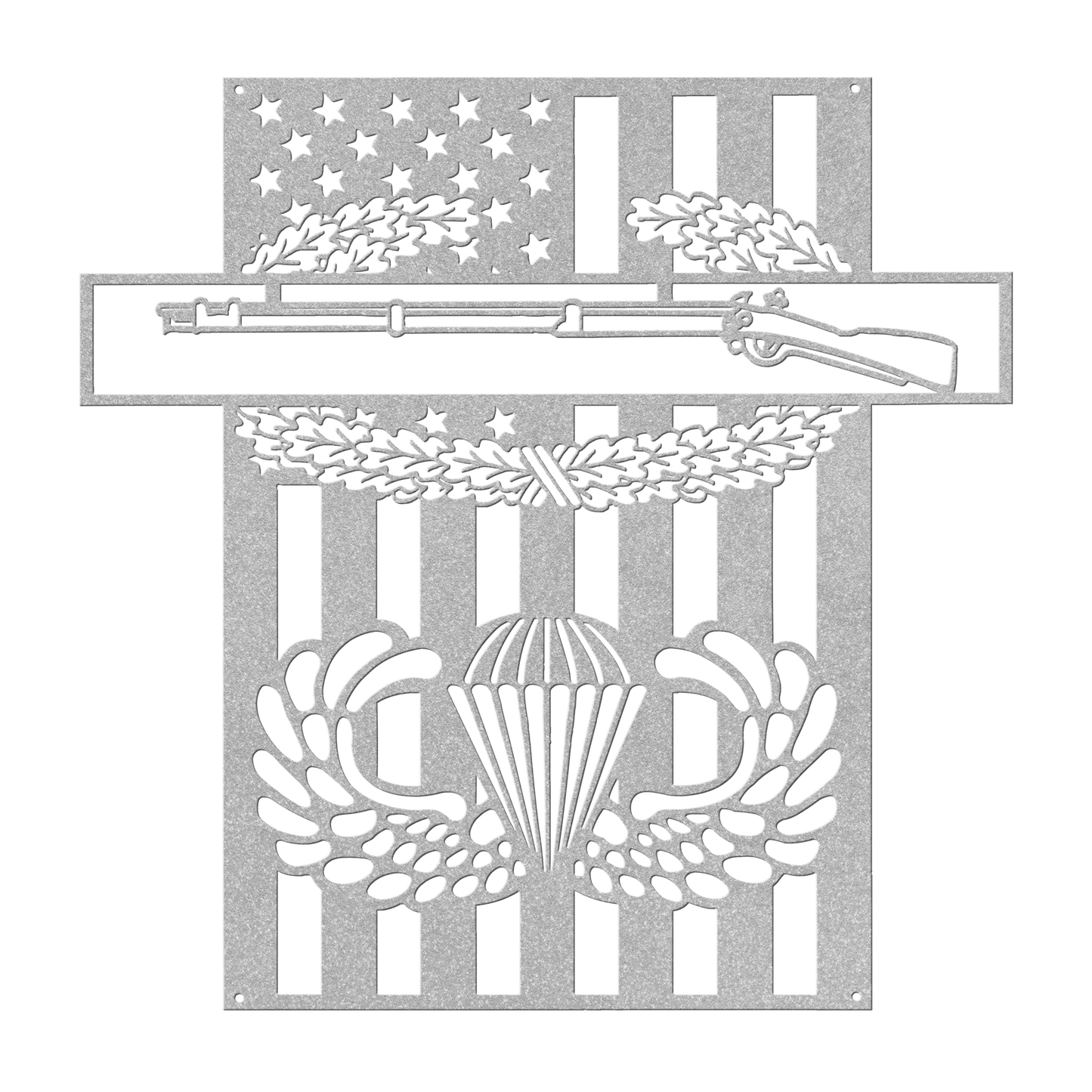 Combat Infantryman Badge & Jump Wings Metal Wall Art | American Flag Tribute - MAIKERU STUDIO